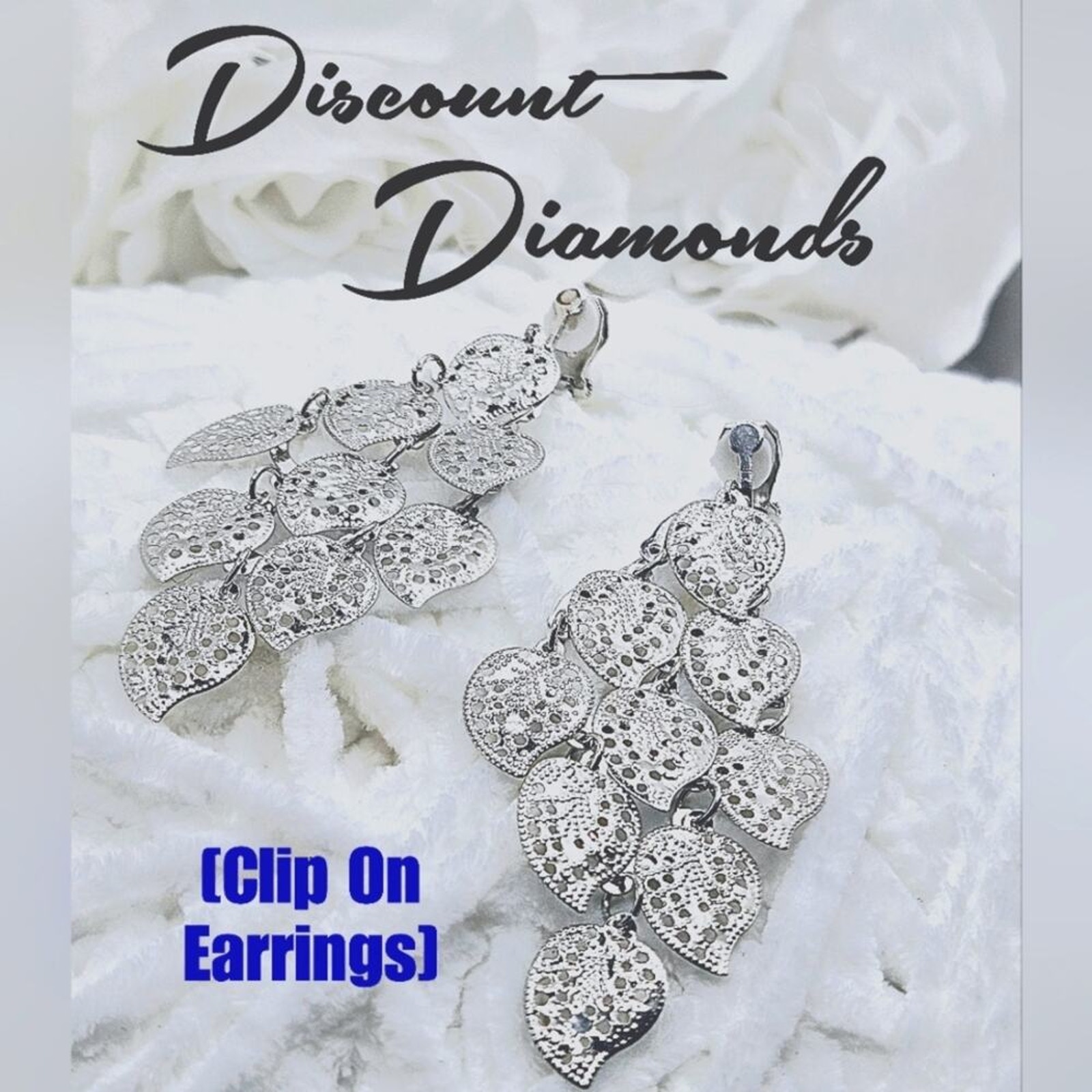 Clip Ons Silver Vintage Dangle Earrings